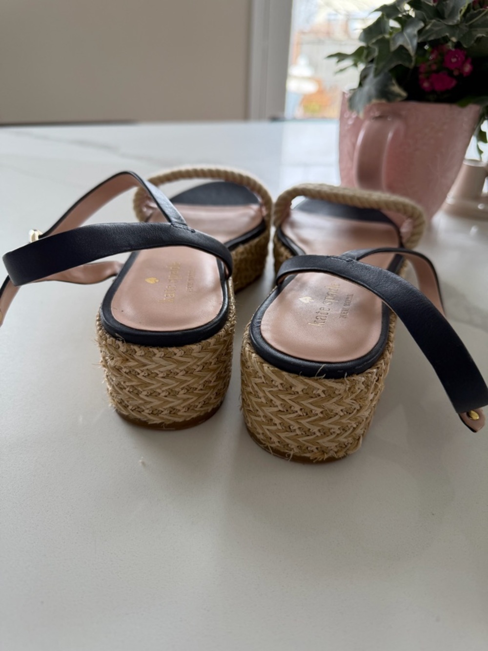 kate spade Black and Natural Rope Platform Espadrille Sandals - Picture 4 of 4